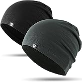 Justrideon 2-Pack Slouchy Beanie Skull Cap for Men & Women, Comfortable & Lightweight for Running Workout Daily Casual