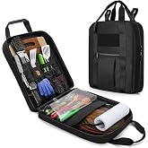 HODRANT Hanging Camp Utensil Organizer with Towel Paper Holder for Travel | Portable Camping Kitchen Cookware Bag for Knives, Forks, Spoons &amp; More, Outdoor Cooking Tools Storage Box, Bag Only