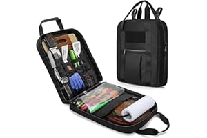 HODRANT Hanging Camp Utensil Organizer with Towel Paper Holder, Portable Camping Kitchen Cookware Bag for Knives, Forks, Spoons & More, Outdoor Cooking Tools Storage Box for Travel & Hiking, Bag Only