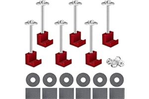 ONAGAD Pickup Truck Toolbox Mounting Kit No Drill, 6 Pcs Upgraded Red Truck Tool Box Tie Downs, Aluminum Alloy J Hook Crossover Tool Box Mounting Clamps