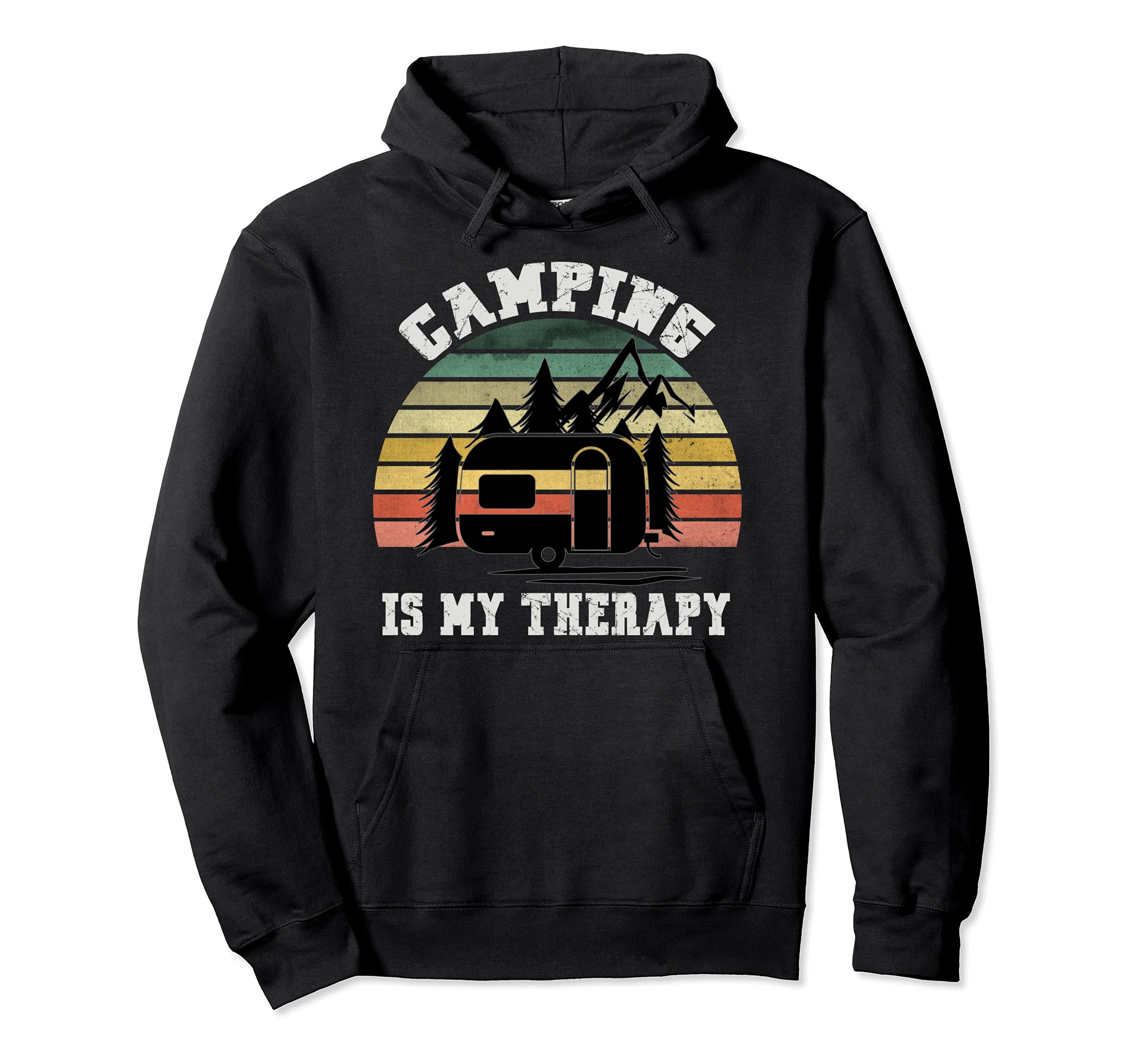 Vintage Camping Is My Therapy Camping Van Pullover Hoodie