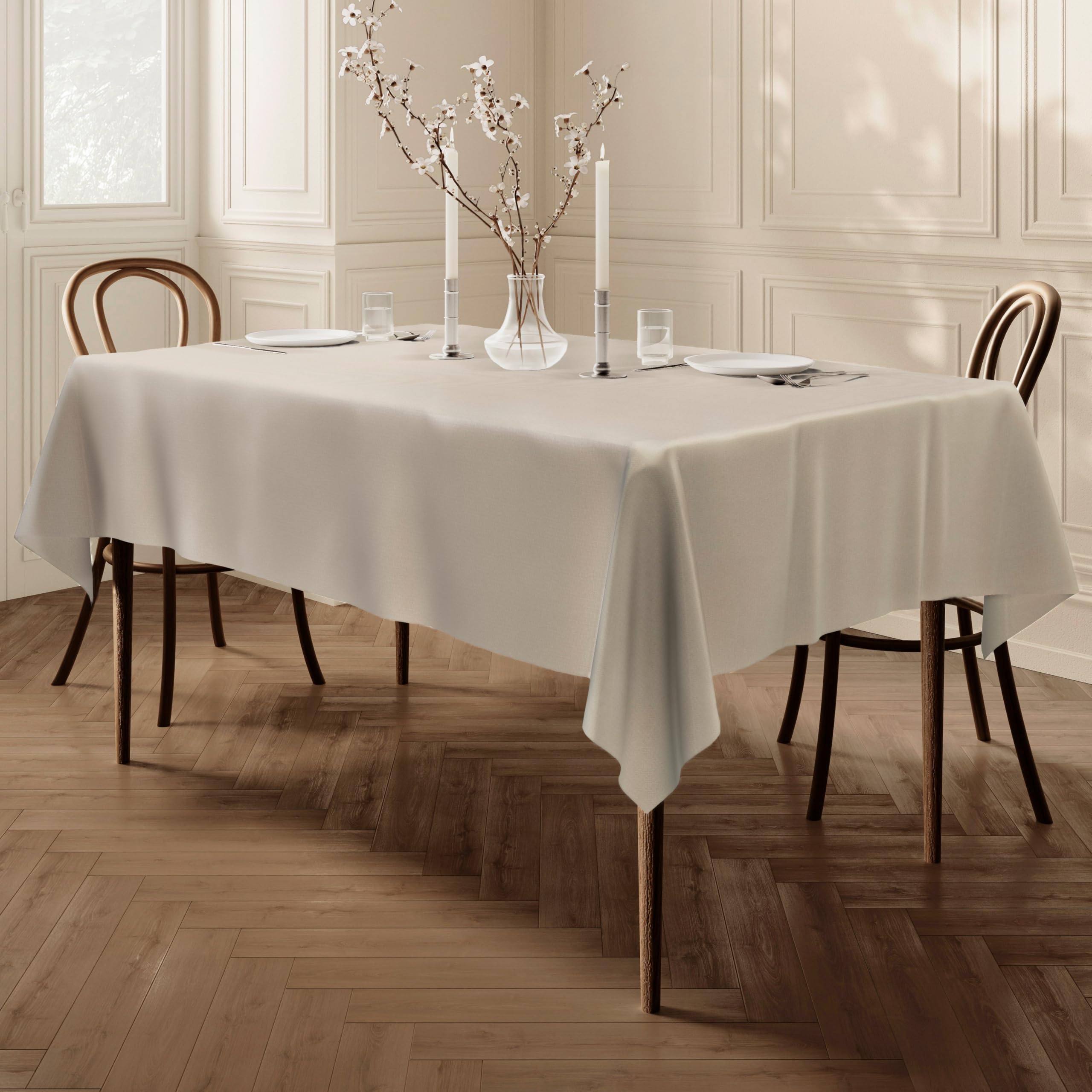 Home Direct Extra Large Rectangular Fabric Tablecloth Table Cover 150x250cm 59"x98" (Ivory)