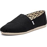 TOMS Men's Alpargata Slip-On Loafer Eco-Friendly Recycled Cotton Canvas, Elastic Gore, Rubber Sole, Black 12