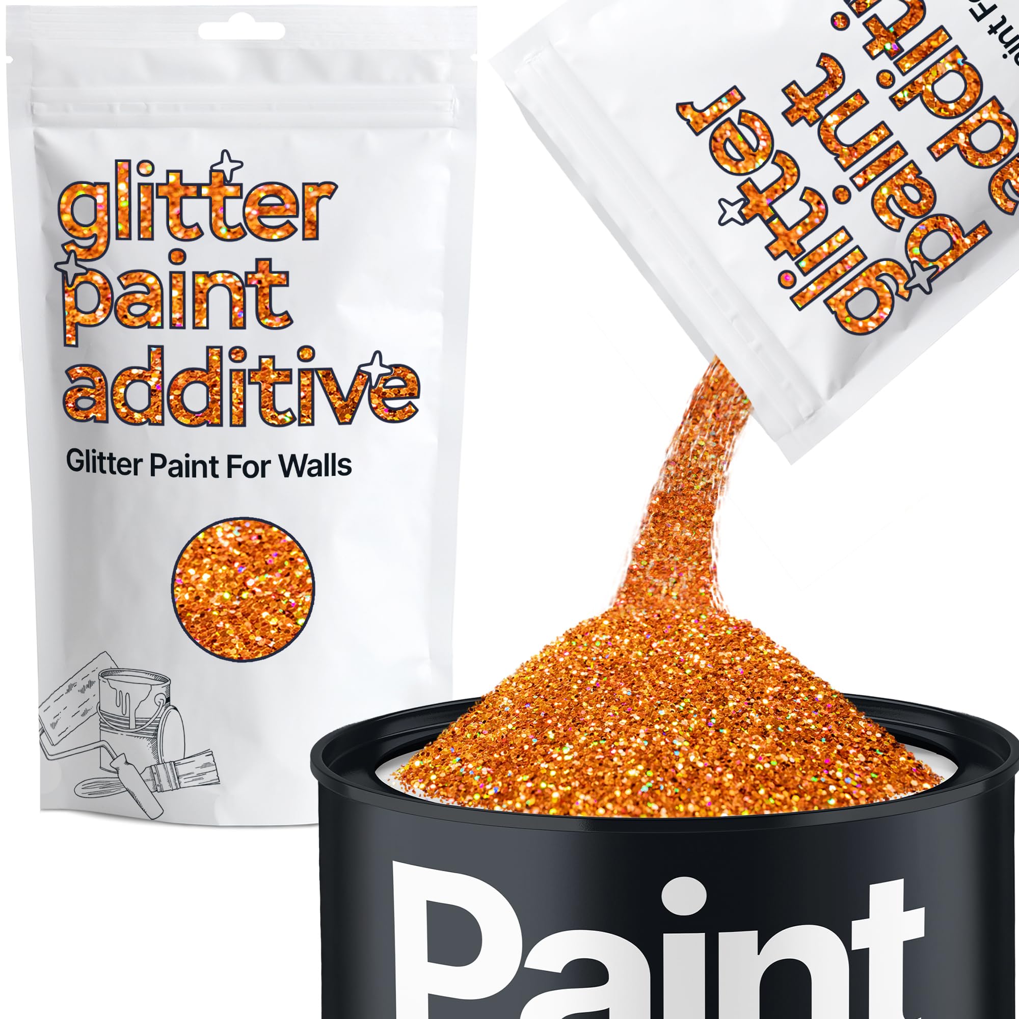 Copper Holographic Glitter Paint Additive 100g for Adding Sparkle to Paints & Varnish | Paint Walls Sparkly Add to Emulsion, Acrylic or Lacquer Indoor | Hemway