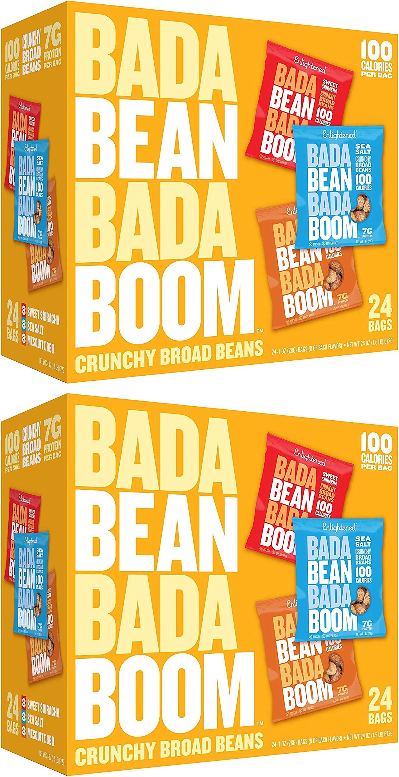 Enlightened Plant Protein Gluten Free Roasted Broad Fava Bean Snack (Variety Pack, 2-PACK)