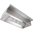 SUN AIR Commercial 4' Stainless Steel Wall Mounted Exhaust Hood System with Upblast Fan, Supply Fan, Roof Curbs, Electrical Controls