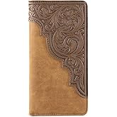 Montana West Western Wallet for Men Long Bifold Wallet with Card Slots RFID Blocking Cowboy Vintage Checkbook Wallet Gift for Men