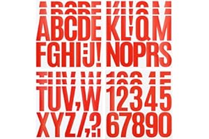 CMBBZZY 3 Inch Letter Stickers, 138 Pieces Self Adhesive Alphabet Number Sticker for Mailbox, House Number and Water Bottle, Waterproof Sticky Vinyl Symbol Stickers for DIY(12 Sheet Red)