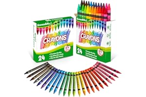URANUS&NO.1 Crayons 24 Count, 2 Packs of 24 Assorted Colors, Premium Crayon for Kids 4-8, Non-Toxic Crayons for Toddlers 1-3, Back to School Supplies for Classroom, Birthday Gifts Party Favors for Boys Girls