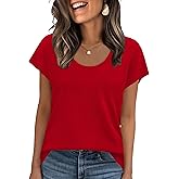 WIHOLL Short Sleeve Sweater for Women Scoop Neck Trendy Summer Tops 2026 Travel Business Casual Outfits