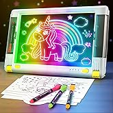 Rechargeable LED Drawing Board, 15 Inch 9-Color Light Modes Neon Art Light Up Writing Tablet Tracing Pad for Kids, Sketching Gift Toy for Teens, 5 Markers, 10 Tracing Sheets