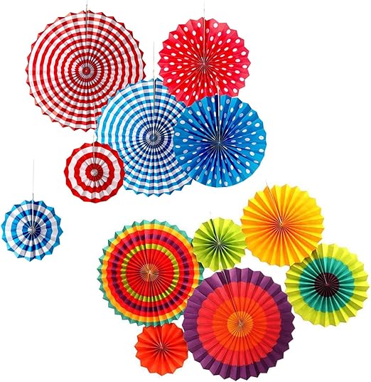 Aranticy 12 Piezas De Abanicos De Papel De Seda Redonda Para