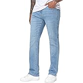 MZNBURAM Men's High-Stretch Regular Fit Straight-Leg Cotton Fashion Comfort Flex Waist Denim Pants Jeans