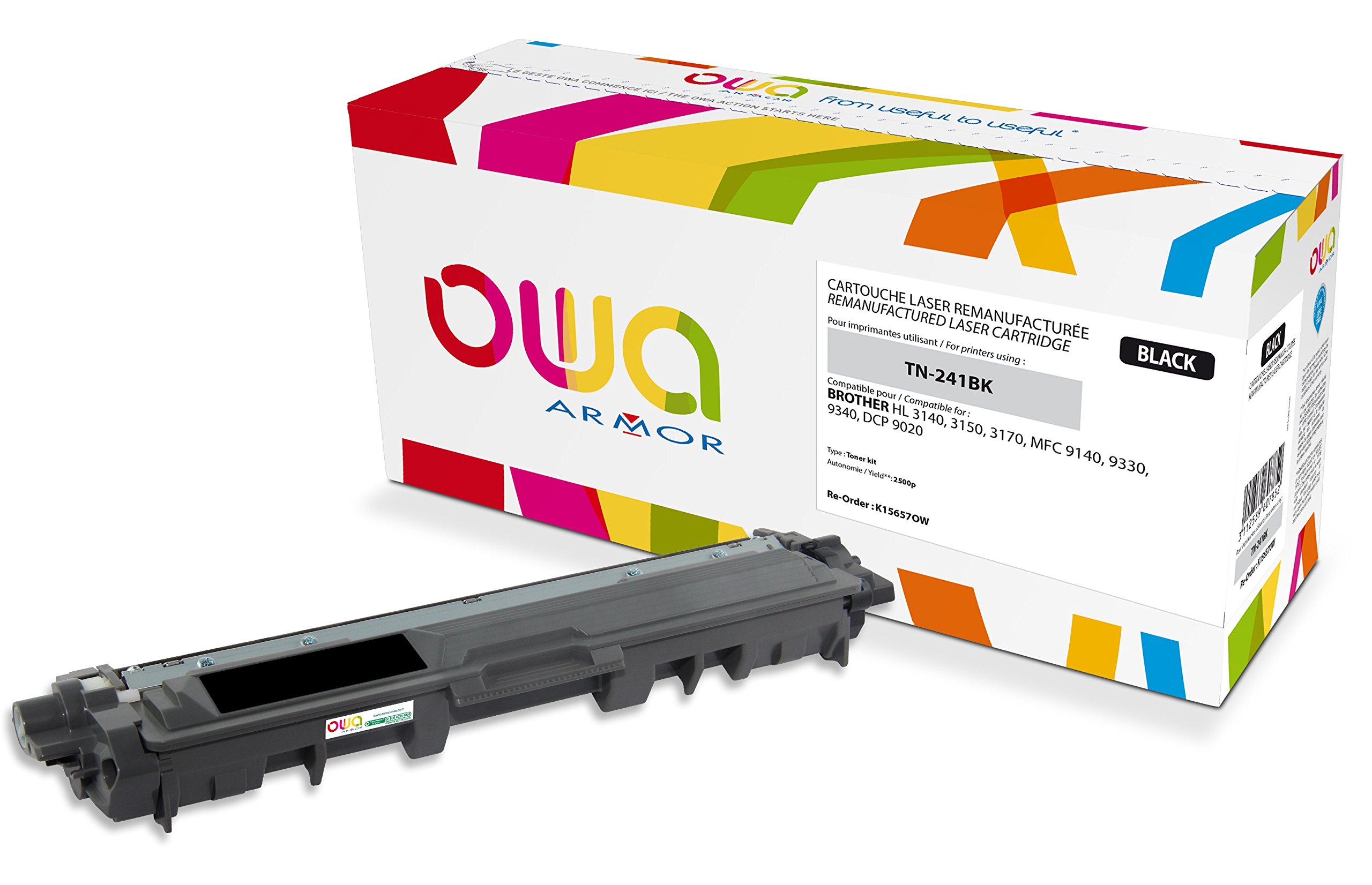 Armor TN-241BK/TN-242BK Remanufactured Laser Toner Compatible with Brother DCP Printer Black