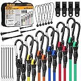 Carabiner Bungee Cords with Hooks, 28-Piece Heavy