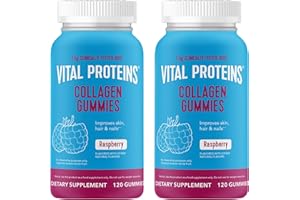 Vital Proteins Collagen Gummies, 2.5g of Clinically-Tested Collagen for Hair, Skin, Nails & Wrinkles, 120 ct Bottle, Pack of 2, Raspberry Flavor