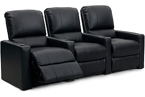 Octane Seating Octane Charger XS300 Leather Home Theater Recliner Set (Row of 3), Black