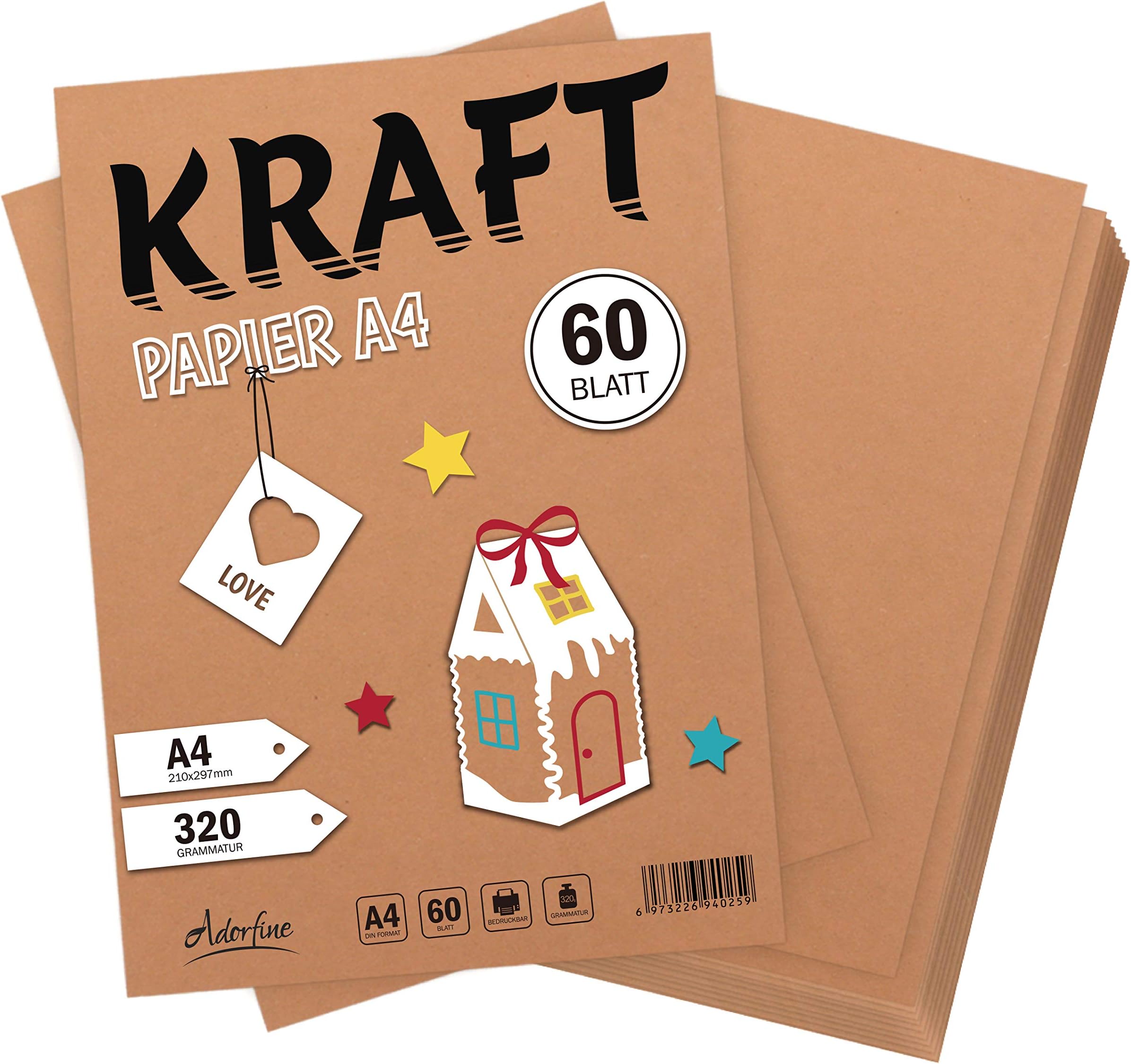 60 Sheets A4 Recycled Kraft Paper 320gsm Absofine for Arts & Crafts Office Supplies Printing Paper