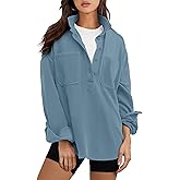 ANRABESS Sweatshirt for Women Oversized Casual Long Sleeve Side Slit Button Lapel Polo Pullover Tunic Tops 2025 Fall Outfits