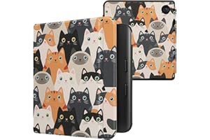 kwmobile Case Compatible with Kobo Libra Colour Case - eReader Cover - Cats Orange/Black/White