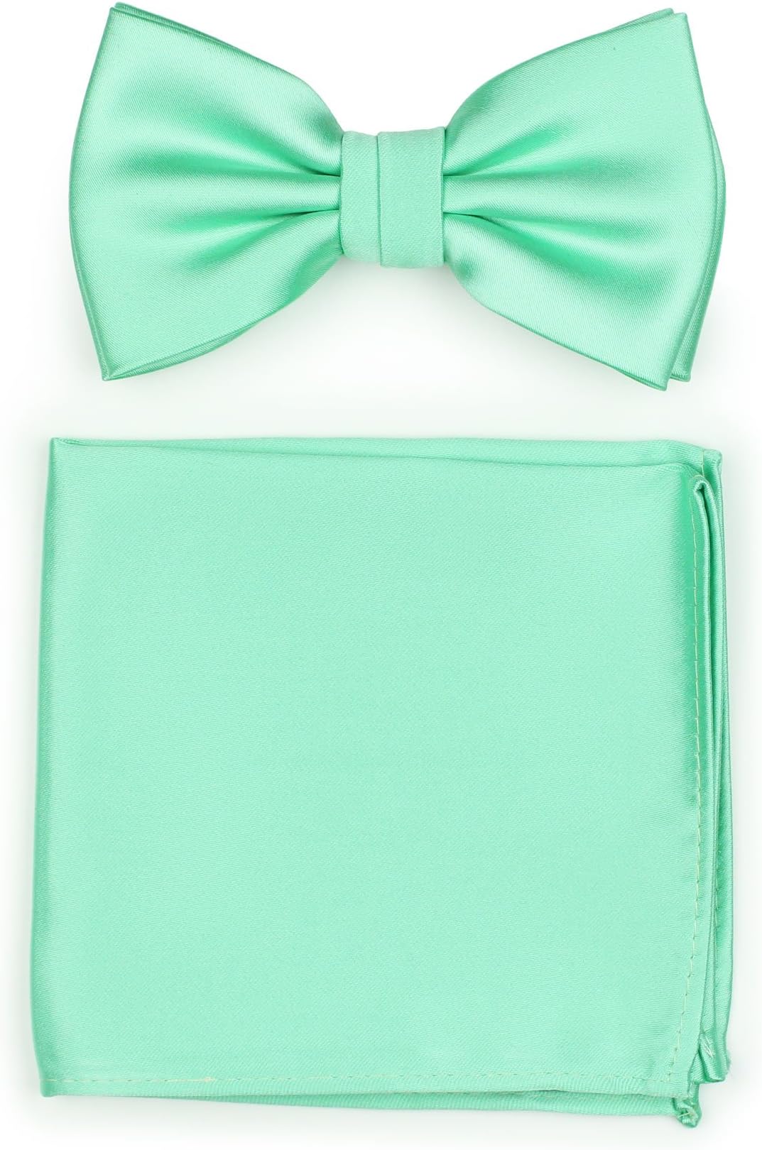 Bows-N-Ties Men's Solid Adjustable Pre-Tied Bow Tie and Pocket Square Set