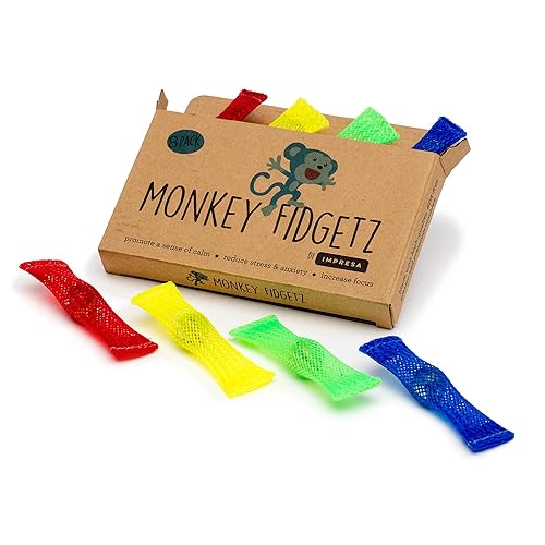 Monkey Fidgetz Mesh And Marble Fidget Toy 8 Pack Helps Stress Anxiety For Adults And Kids Great Mesh And Marble Toys For Sensory Need No Bpa By Impresa Products