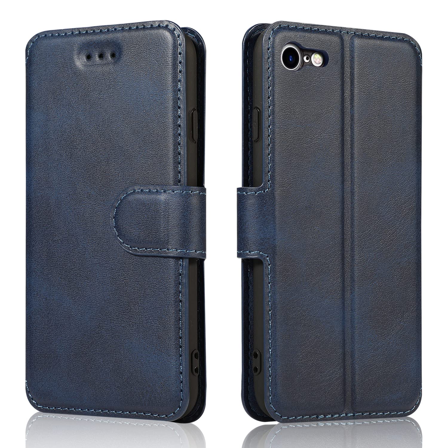 QLTYPRI Case for iPhone 6 iPhone 6S, Premium PU Leather Simple Wallet Case with Card Slots Kickstand Magnetic Closure Shockproof Flip Cover - Blue