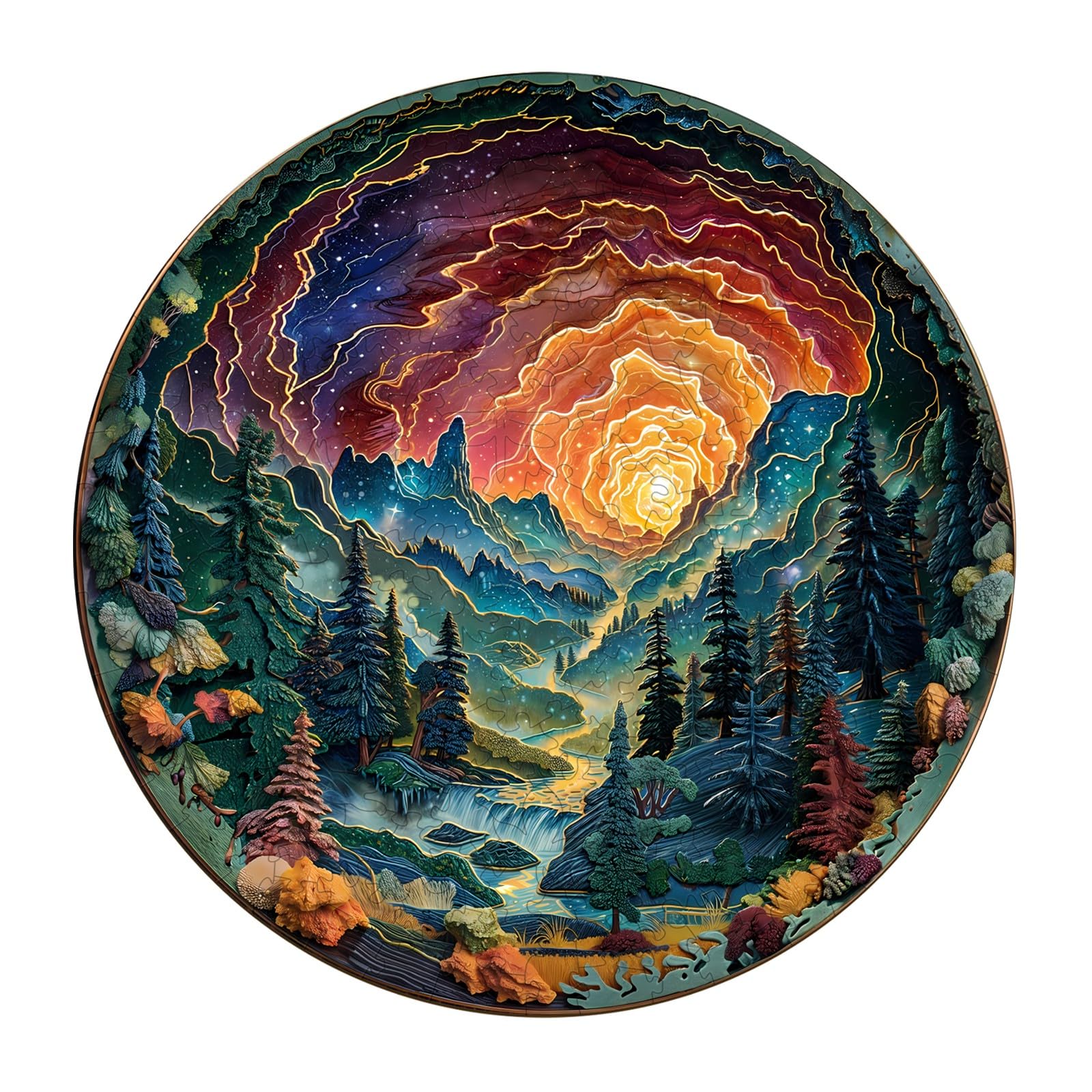 Photo 1 of Jigfoxy Wooden Puzzles for Adults, Visual 3D Cave Sky Wood Puzzles Adult, Unique Animal Shape Wooden Jigsaw Puzzles for Adults, Birthday Gifts for Puzzle Lovers, Family (L-13.4 * 13.4in-300pcs)