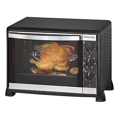 ROMMELSBACHER BG 1550 Minibackofen mit Umluft und Drehspieß / 30 Liter / 7 Heizarten / Doppelverglasung / Innenbeleuchtung / 