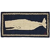 Chandler 4 Corners Artist-Designed Moby Dick Whale Hand-Hooked Wool Accent Rug (24 in x 48 in) Coastal Rug for Entryways, Hal