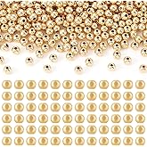 Spritewelry 300 Pcs 5mm 14K Gold Spacer Beads for Bracelet Round Ball Seamless Brass Beads 1.5mm Hole Tiny Smooth Gold Filled Beads for Jewelry Making Earrings DIY Crafts