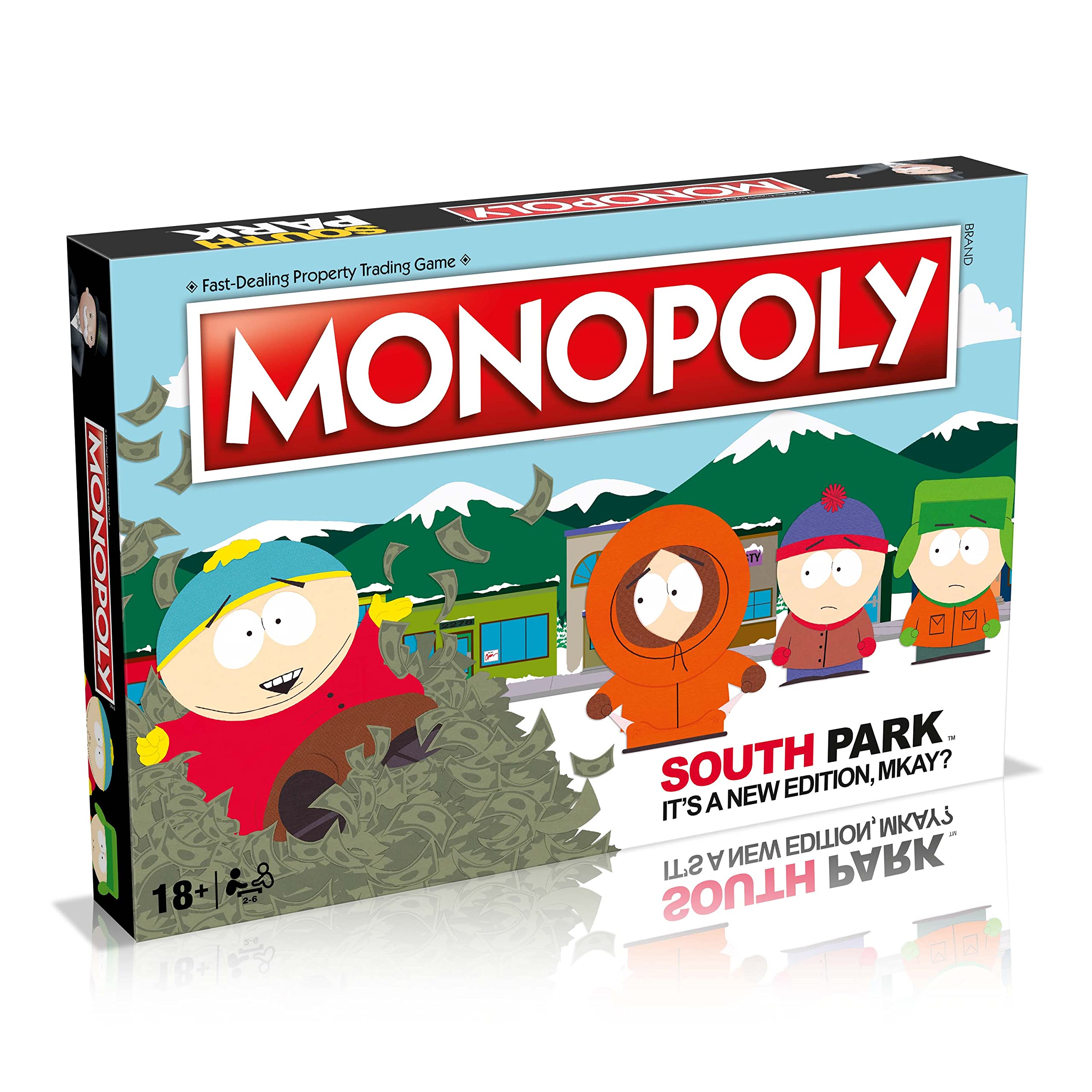 Winning Moves South Park Monopoly Board Game, Play with characters from Colorado including Cartman, Eric, Kyle, Kenny and Butters, gift for ages 18 plus