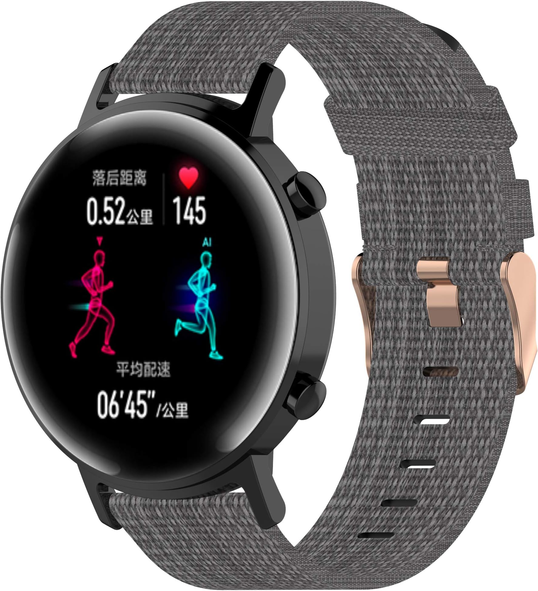 Fit for Samsung Galaxy Active 2 Watch Bands 40mm/ 44mm Women Men, Nylon Canvas Quick Release Replacement Band Wristband Straps Fit for Garmin Vivoactive 3 Music, Galaxy Watch Active 1& 2 (Gray)
