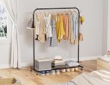 HOMIDEC Clothes Rail Portable Rack with Wheels 40 kg Capacity Black view 2