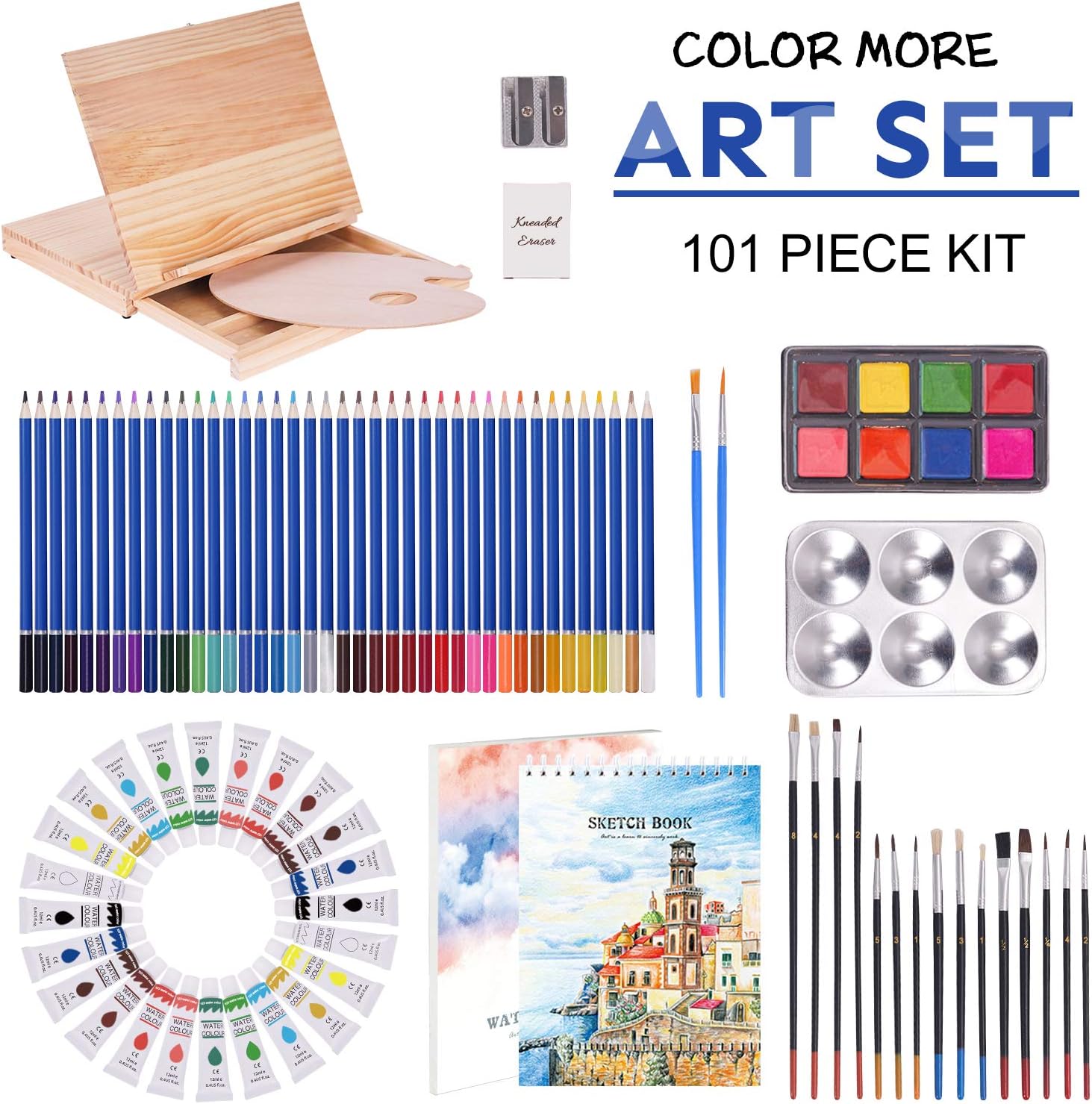 101 Piece Deluxe Art Set with 2 Drawing Pads,1 Wooden Drawing Easel with Drawer, Art Supplies, Painting & Drawing Set That Contains All The Additional Supplies You Need to Get Started,Teens and Adults: Arts, Crafts & Sewing