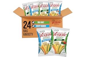 Sensible Portions Garden Veggie Snacks - Veggie Straws, Snack Size Variety Pack, Sea Salt & Zesty Ranch, 1 Oz (Pack of 24)