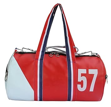 VELLORA Polyester Sports Duffle Gym Bag (Black and White)