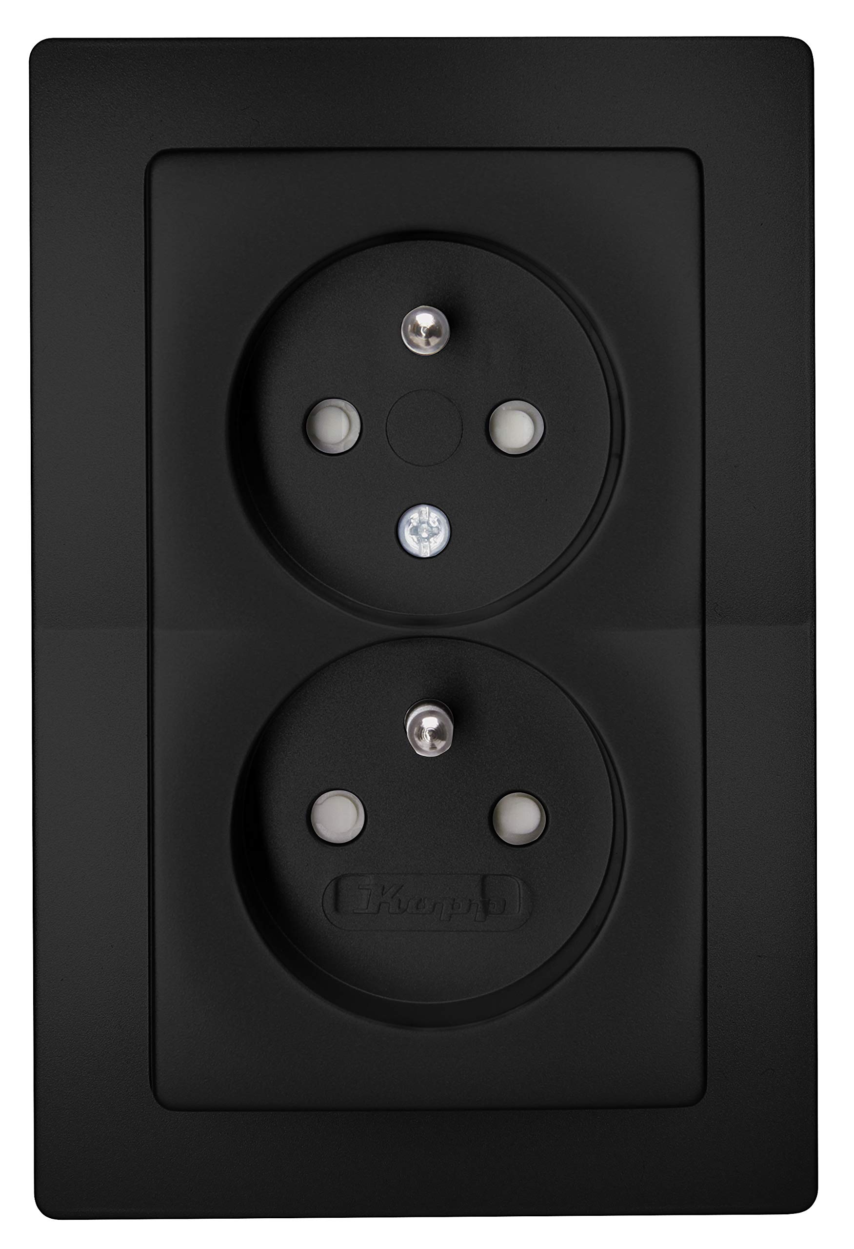 Kopp Paris 944650088 2-Way Central Protection Contact Socket with Raised Touch Protection Matte Black