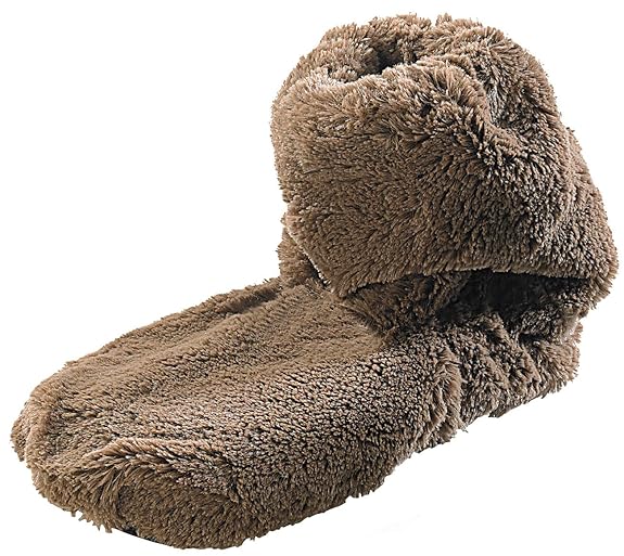 infactory Pantoffeln: Aufwärmbare Flausch-Stiefel mit Leinsamen-Füllung, Größe 42-44 (Hausschuh)