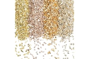 SUNNYCLUE 1 Box 150G 4 Colors Gold Crushed Crystal Broken Glass Art Bulk Irregular Metallic Glitter Flakes Pieces Chips for N