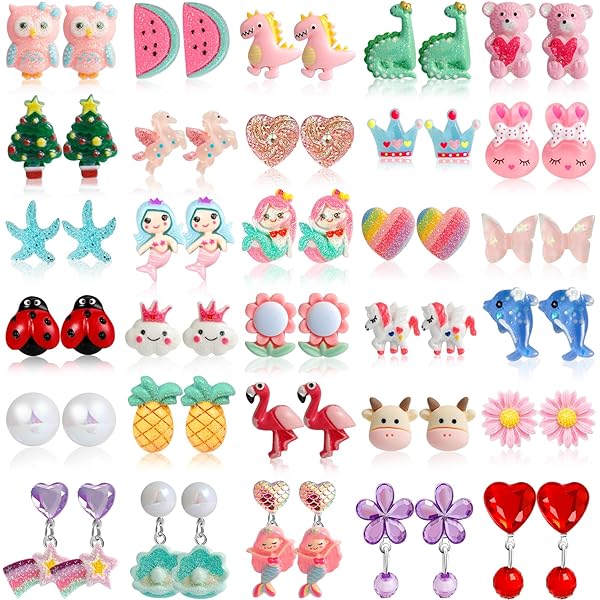 Aretes Sin Perforación Princesa Aleación 6 Pares 6 Pares De Pendientes De Clip Para Niñas | Sin Perforación | Diseños De Princesa Y Corazón Material Aleación Hipoalergénico