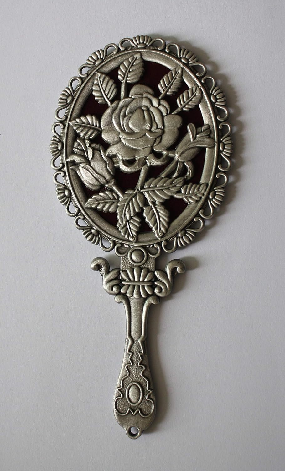 SEHAMANO Vintage Hand Mirror with Embossed Rose on The Back Handheld Makeup Beauty Metal Mirror Compact Purse Small Mirror (Brass (Matt Gold)): Home & Kitchen