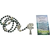Westmon Works Saint Patrick Irish Rosary Set with Metal Celtic Cross and Center and Holy Prayer Card
