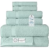 SALBAKOS 100% Turkish Cotton 6-Piece Towel Set | Heirloom Quality Hotel & Spa Collection | Soft, Absorbent 2 Washcloth, 2 Hand, 2 Bath Towel Sets | Made in Turkey (Seafoam Green, 6 Piece Towel Set)