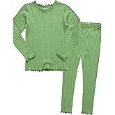 VAENAIT BABY 6M-12Y Infant Kids Toddler Junior Girls Soft Comfy Modal Tencel Shirring Sleepwear Pajamas 2pcs Set