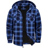 SCODI Mens Flannel Hooded Jacket Sherpa Lined Zip Up Hoodies for Men Plaid Shirt Jackets Warm Thick Fleece Coat with Pocket