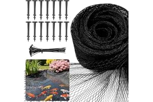 ALLOXITY 20 x 20Ft Pond Netting for Koi Ponds, Koi Pond Net Cover, Durable & Sturdy Pond Netting Cover for Leaves, Protect Koi Fish Against Herons, Raccoons, Cats & Predators, 14pcs Stakes Included