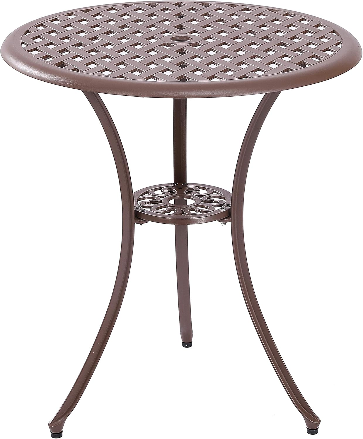 bistro patio table and chairs set on Kinger Home 3 Piece Patio Bistro Table Set Outdoor Furniture Cast Aluminum Bistro Set Table With Cushions Weatherproof With Timeless Design Brown Patio Lawn Garden Patio Furniture Sets