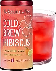 The Republic of Tea – Cold Brew Hibiscus Tangerine Yuzu Iced Tea, Large Herbal Iced Tea Pouches, Steeps Six One-Quart Pitcher