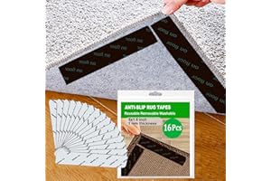 Rug Tape 16 Pcs Carpet Gripper Non Slip Rug Grippers Keep Rugs in Place Renewable Rug Pad Gripper Black